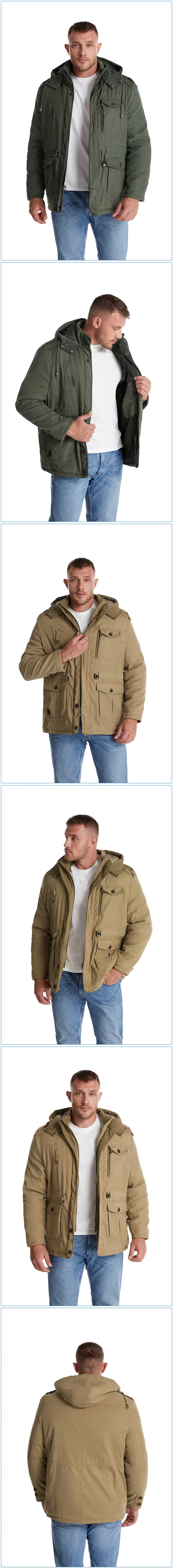 Pop Winter Fleece Parkas Men Warm Windproof Jackets Thick Hooded Parka Coat Mens Fur Linner Outerwear Casual Cotton Padded Jacke