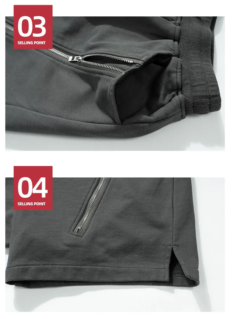 MIJKO Black Dark Grey Shorts Men Hip Hop Shorts Double Zipper Streetwear Fashion Short Pants 8327
