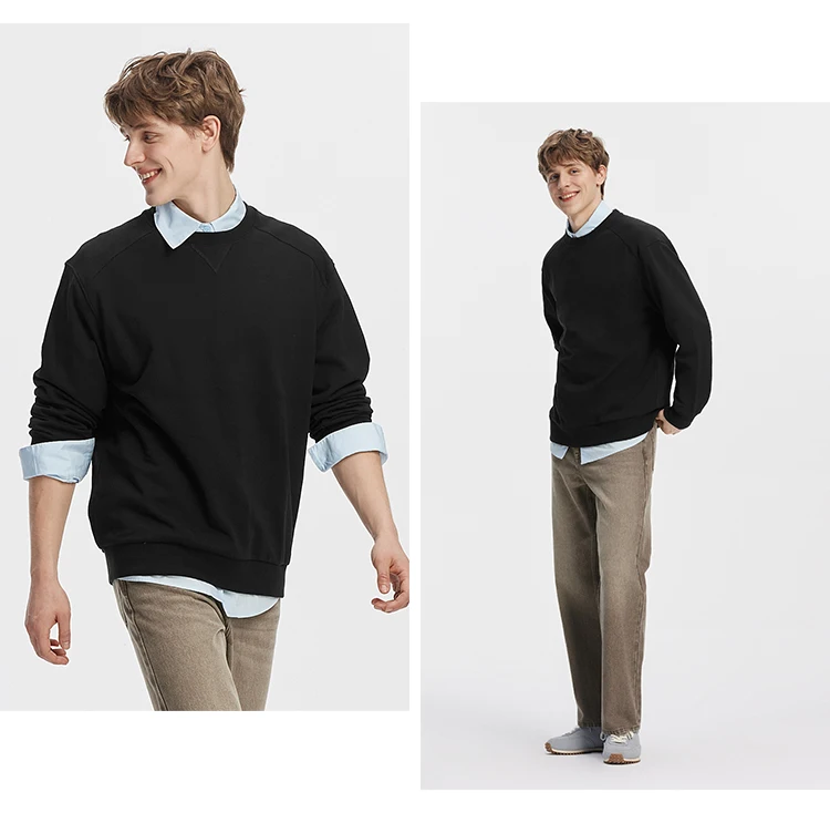 Semir Men Sweatshirt Solid Basic Crew Neck Slight Loose Knit Pullover Everyday Casual Style Autumn Top Daily Wear 2026