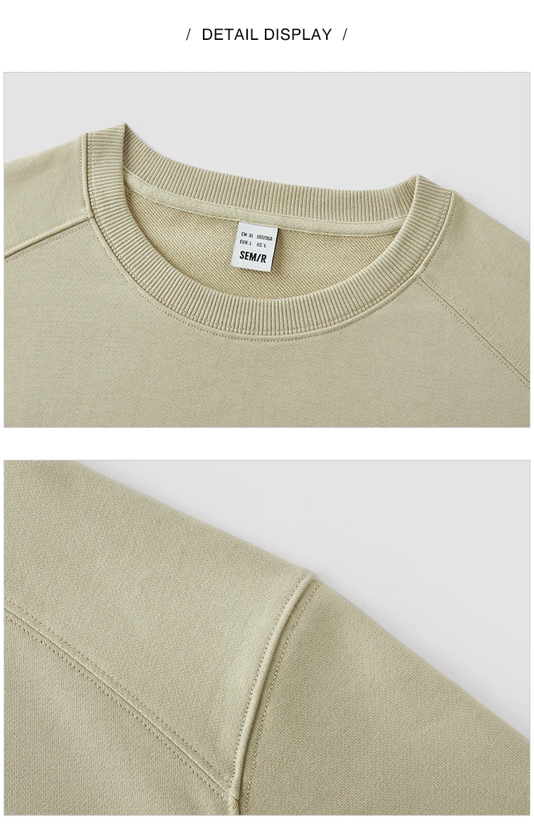 Semir Men Sweatshirt Solid Basic Crew Neck Slight Loose Knit Pullover Everyday Casual Style Autumn Top Daily Wear 2026