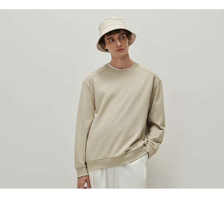 Semir Men Sweatshirt Solid Basic Crew Neck Slight Loose Knit Pullover Everyday Casual Style Autumn Top Daily Wear 2026