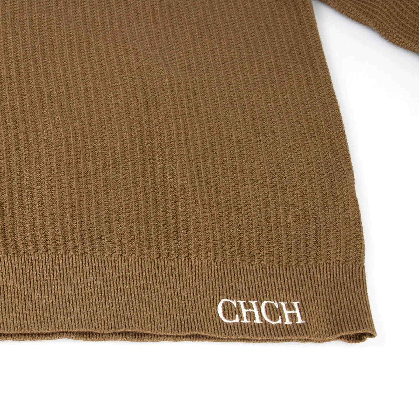 CH Men Crew Neck Long Sleeve Sweater Standout White Letter Embroidery Bottom Hem Regular Fit Minimalist Fall Office Daily Wear