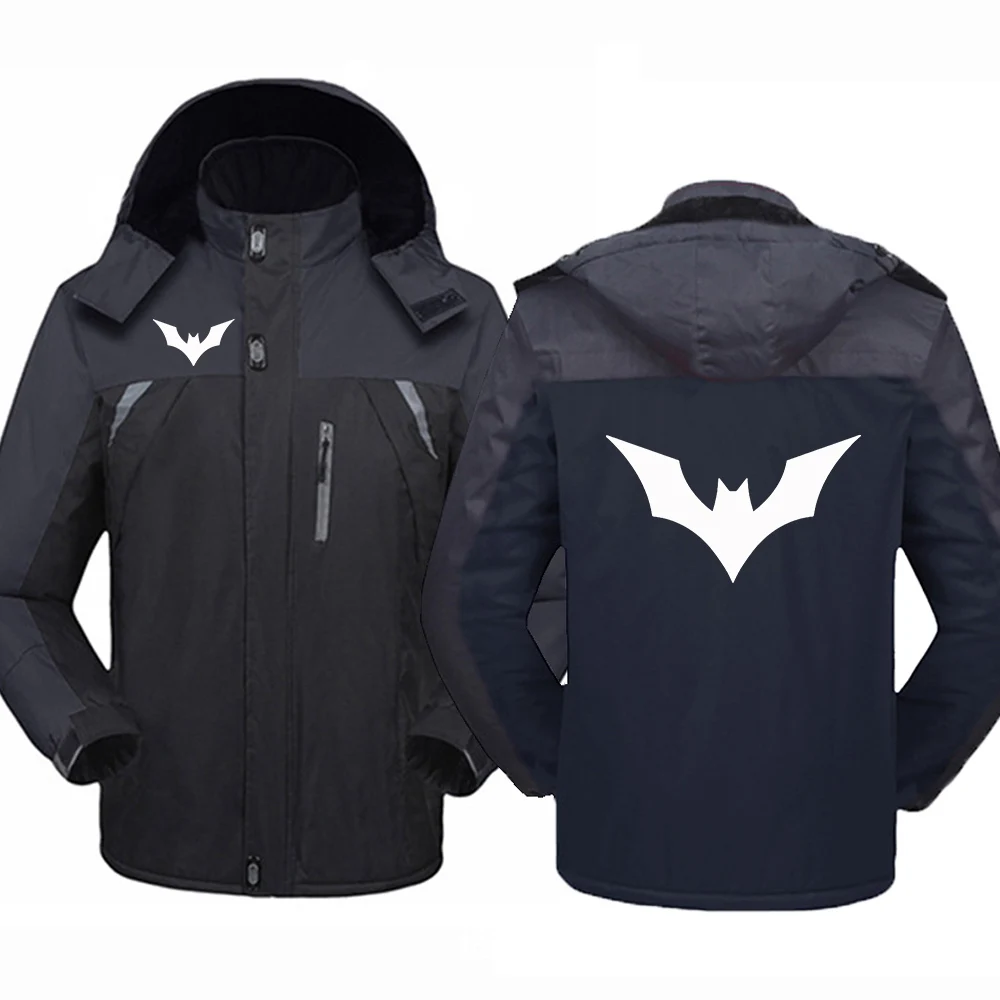 Bat pattern Men's thick windproof coat for warmth and protection against cold suitable for extremely cold weather jacket hoodies