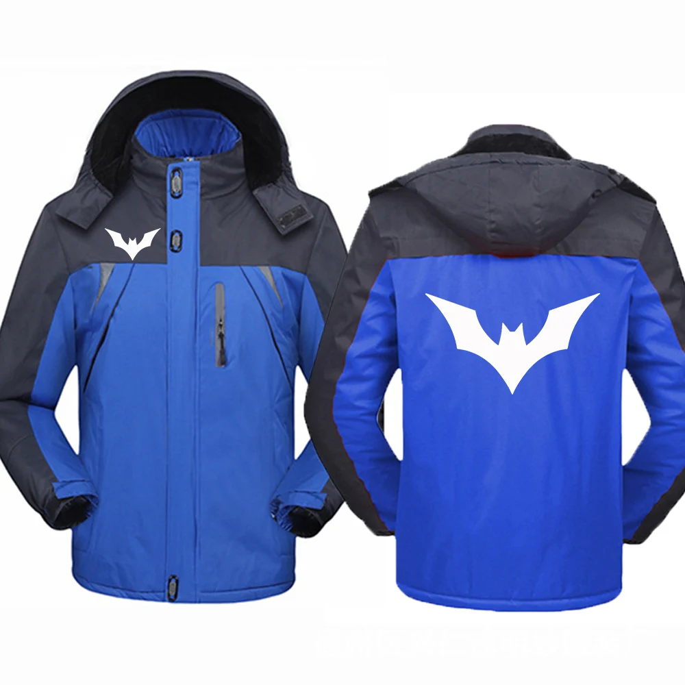 Bat pattern Men's thick windproof coat for warmth and protection against cold suitable for extremely cold weather jacket hoodies