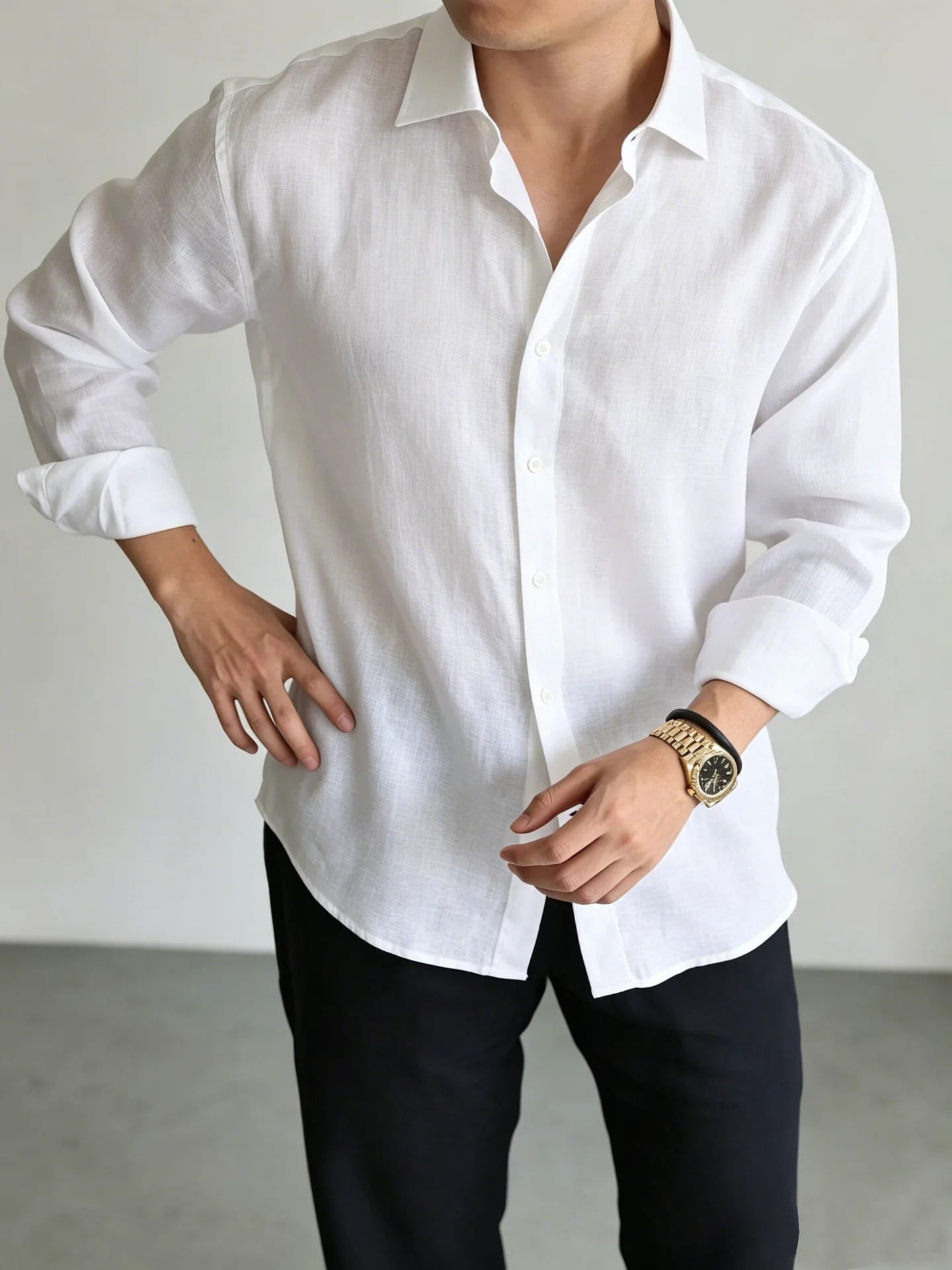 Men's Italian 100% Linen Long-Sleeve Shirt Jacket Summer Daily Commute Old Money Style Loose Fit UV Protection