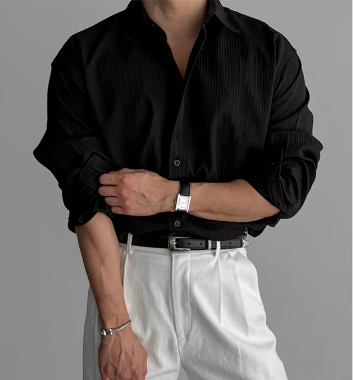 A Must-have Business Casual Shirt for Stylish Men, Men's Wear Made of Textured Fabric High-end Quality Fashionable Men's Shirts