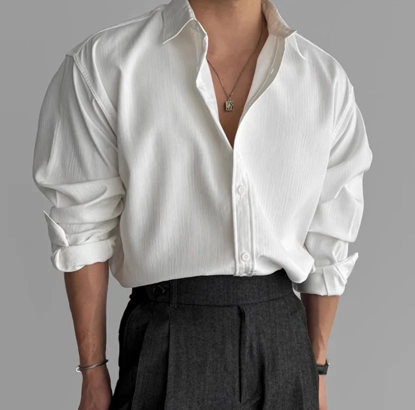 A Must-have Business Casual Shirt for Stylish Men, Men's Wear Made of Textured Fabric High-end Quality Fashionable Men's Shirts
