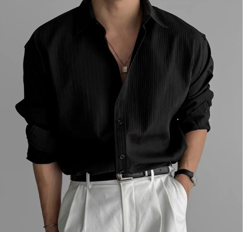 A Must-have Business Casual Shirt for Stylish Men, Men's Wear Made of Textured Fabric High-end Quality Fashionable Men's Shirts