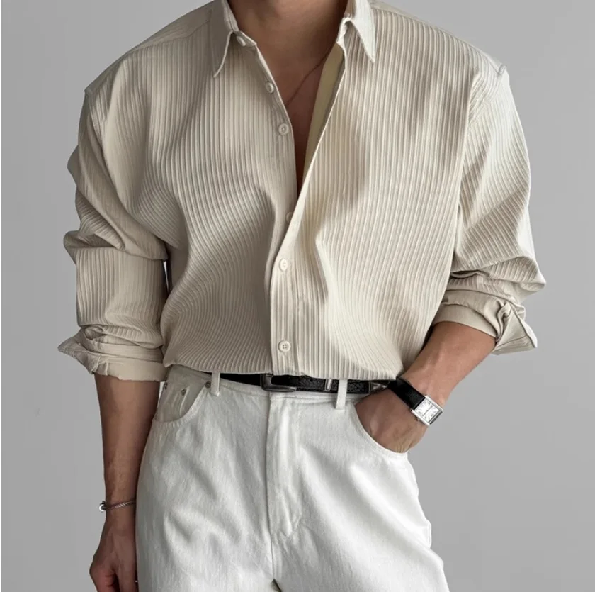 A Must-have Business Casual Shirt for Stylish Men, Men's Wear Made of Textured Fabric High-end Quality Fashionable Men's Shirts