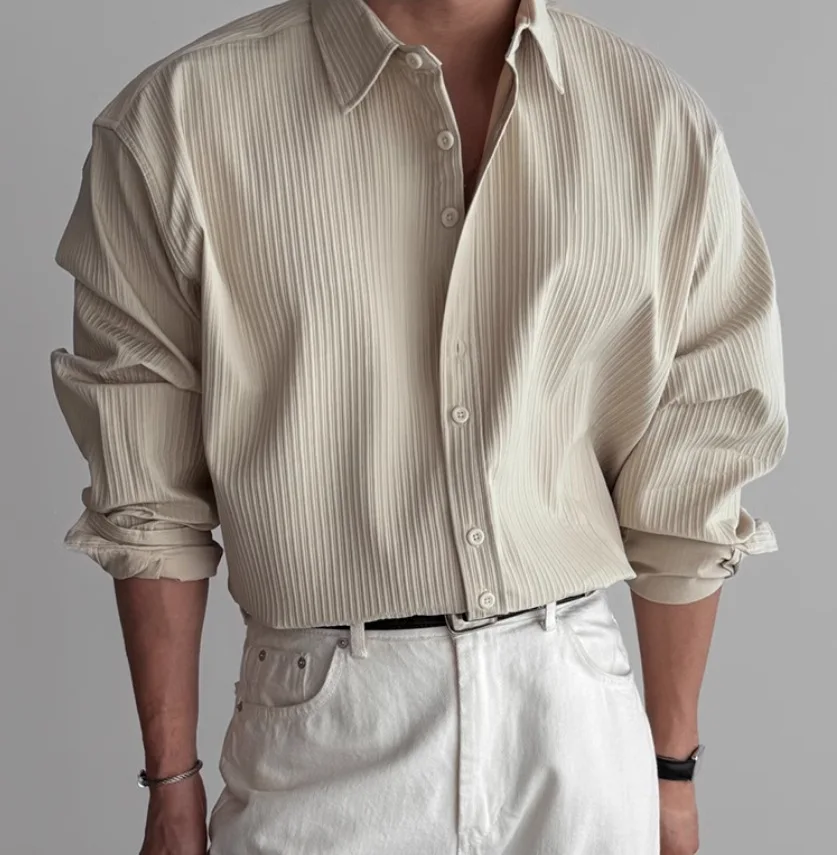 A Must-have Business Casual Shirt for Stylish Men, Men's Wear Made of Textured Fabric High-end Quality Fashionable Men's Shirts