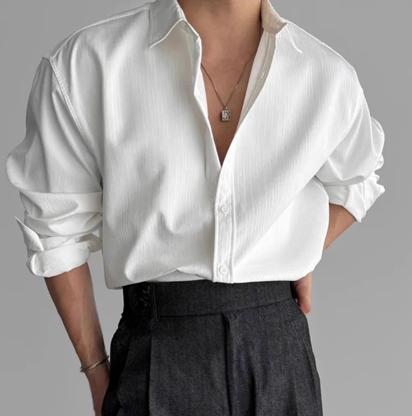 A Must-have Business Casual Shirt for Stylish Men, Men's Wear Made of Textured Fabric High-end Quality Fashionable Men's Shirts