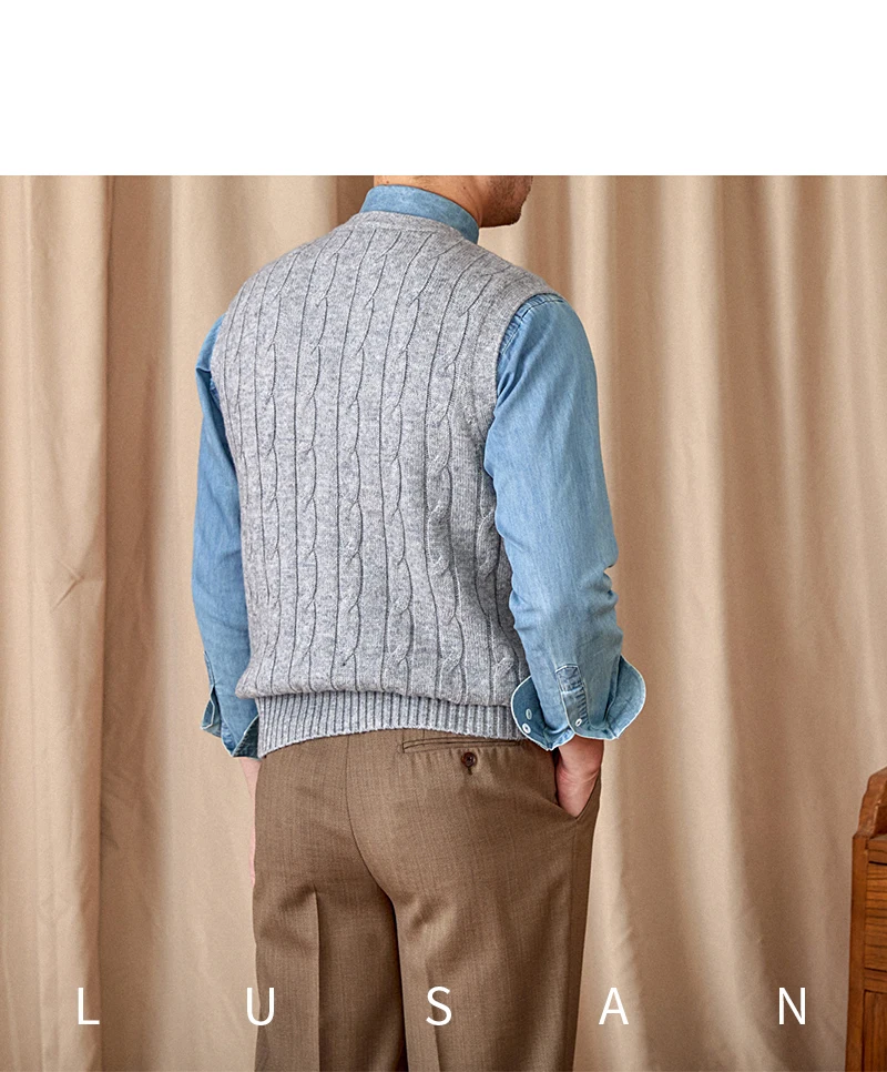 Vintage Japanese Style Casual Autumn and Winter Wool Jacquard Sleeveless Knitted Cardigan Vest British Small-Capital Vest