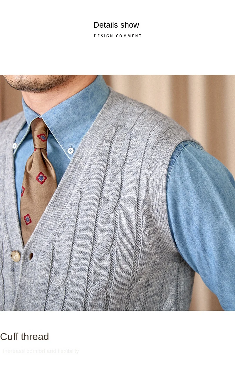 Vintage Japanese Style Casual Autumn and Winter Wool Jacquard Sleeveless Knitted Cardigan Vest British Small-Capital Vest