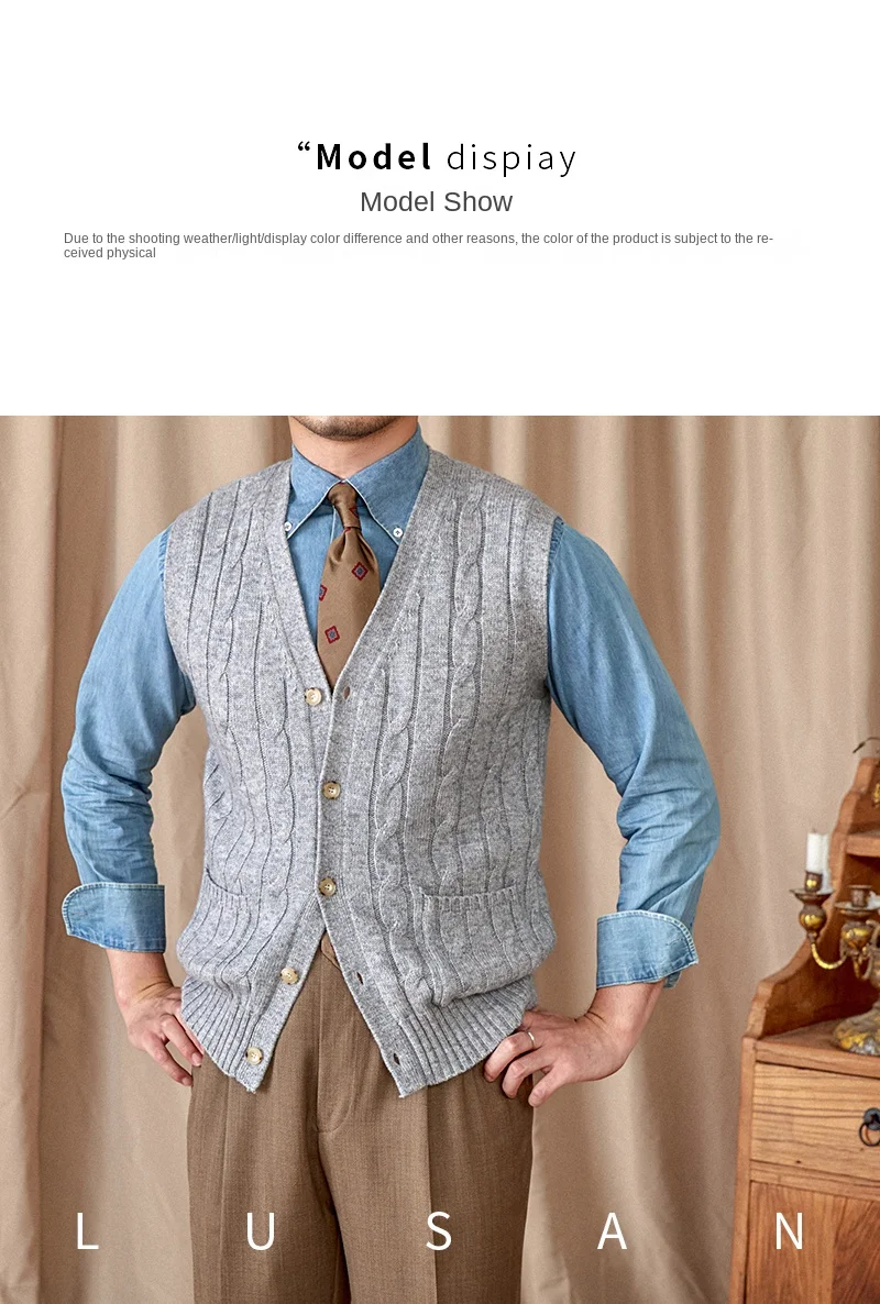 Vintage Japanese Style Casual Autumn and Winter Wool Jacquard Sleeveless Knitted Cardigan Vest British Small-Capital Vest