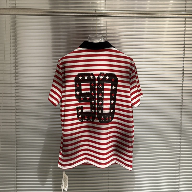 Soiled Stripe PROTOCOL Embroidery Warhorse T Shirt Polo Shirts Men Women Black Red Short Sleeve High Quality Lapel T-shirt Tops