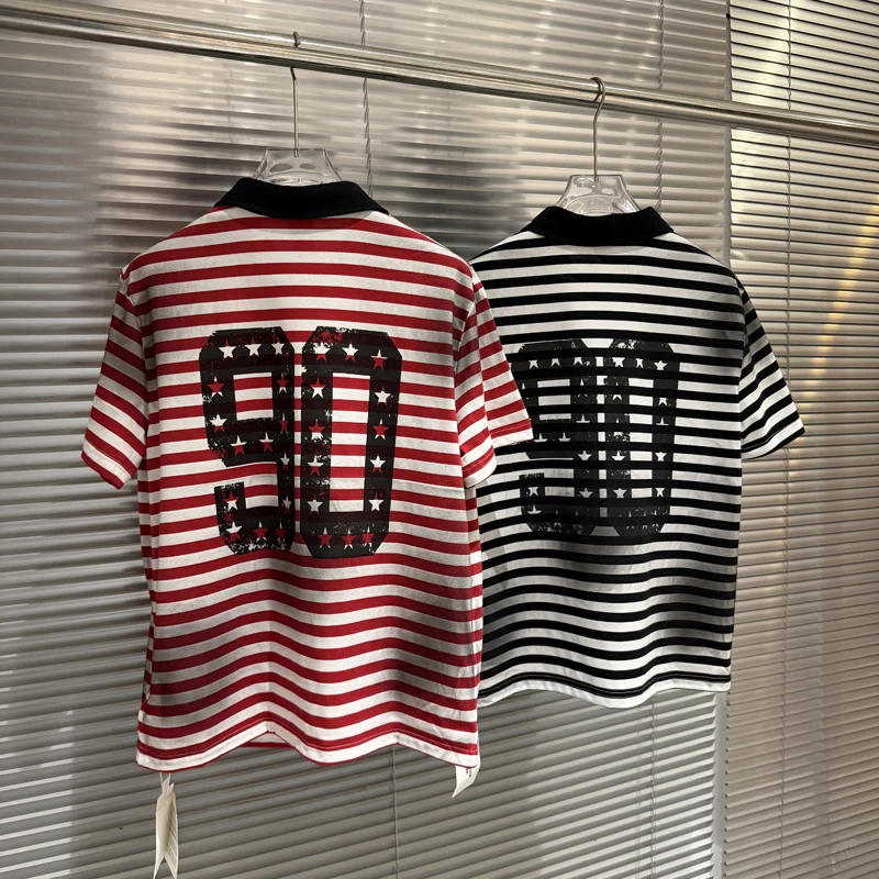 Soiled Stripe PROTOCOL Embroidery Warhorse T Shirt Polo Shirts Men Women Black Red Short Sleeve High Quality Lapel T-shirt Tops