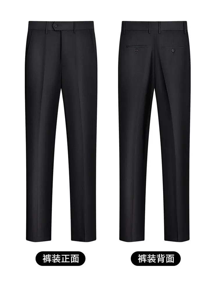 (Jacket+Pants) Chinese Style Stand Up Collar Suit Jacket Pants 2 Piece Set Vintage Luxury Men Slim Casual Social Wedding Tuxedo