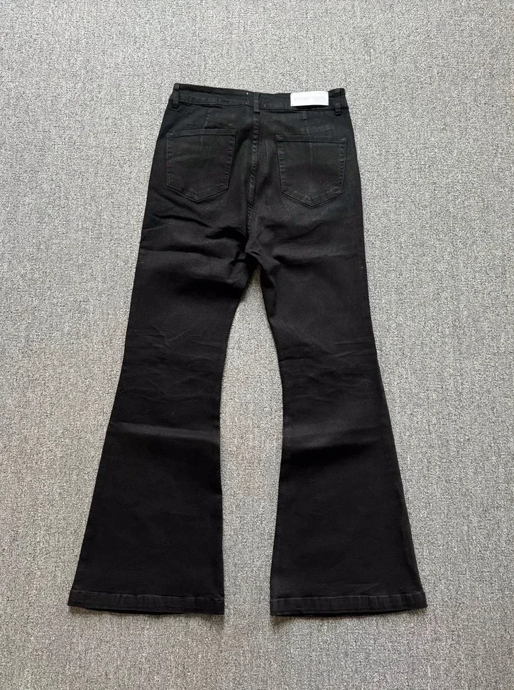 American Retro Heavy Industry High Street Coated Micro-Flared Jeans For Men And Women Black Gothic Vintage Casual Loose Jeans