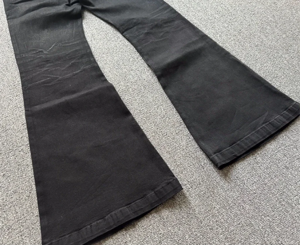 American Retro Heavy Industry High Street Coated Micro-Flared Jeans For Men And Women Black Gothic Vintage Casual Loose Jeans