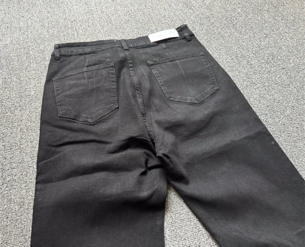 American Retro Heavy Industry High Street Coated Micro-Flared Jeans For Men And Women Black Gothic Vintage Casual Loose Jeans