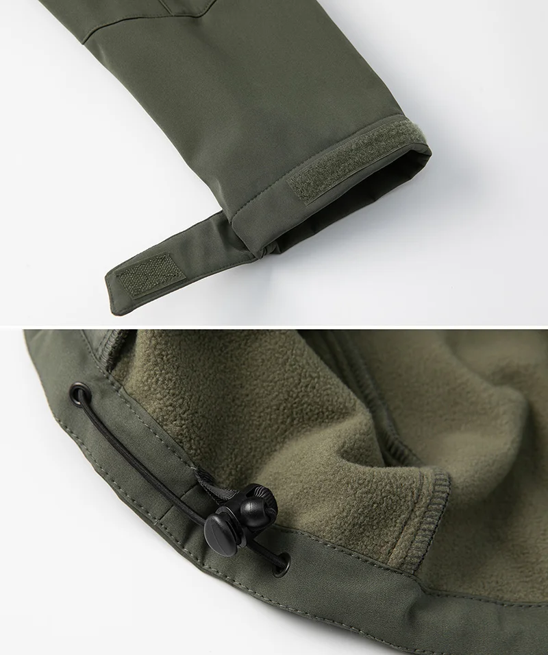 Men's Waterproof Softshell Tactical Jacket Winter Windproof Fleece Hoodie Jacket Outdoor Hiking Skiing Windbreaker Coat