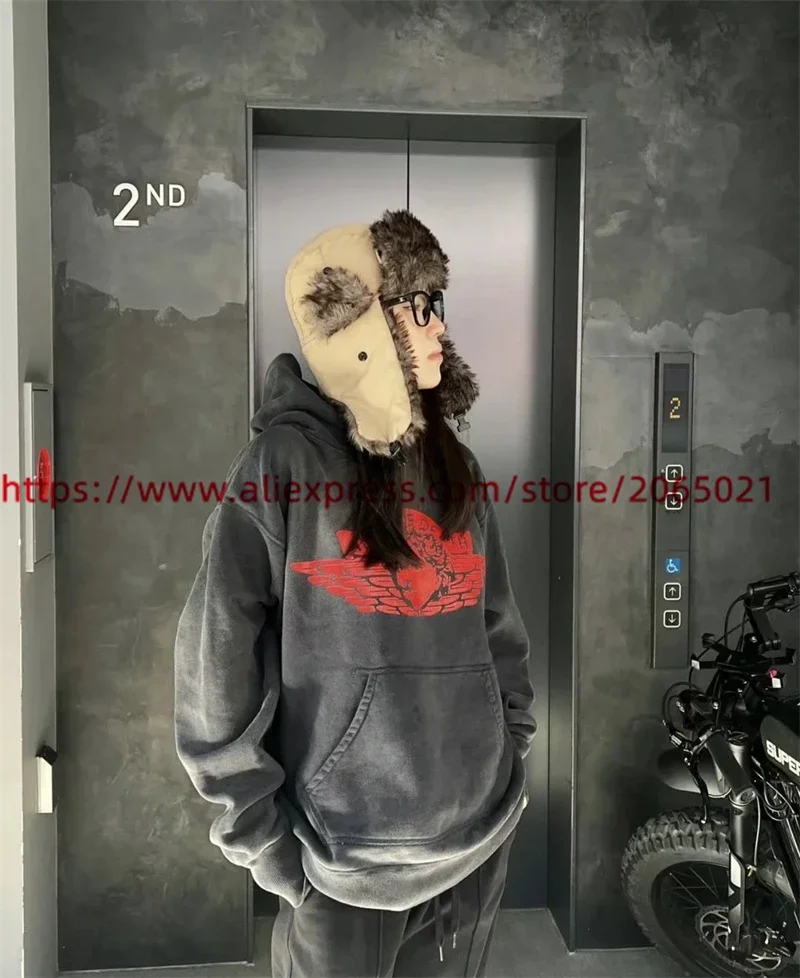 Washed Angel Saint Hoodie Men Women Damaged Pullovers Hooded