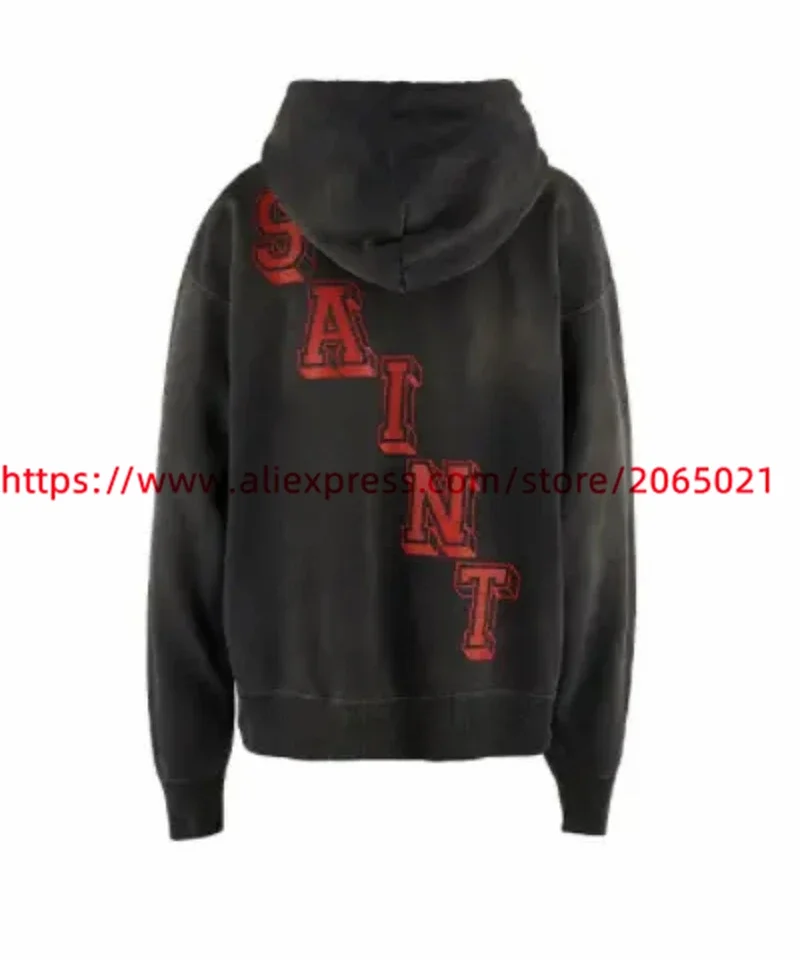 Washed Angel Saint Hoodie Men Women Damaged Pullovers Hooded
