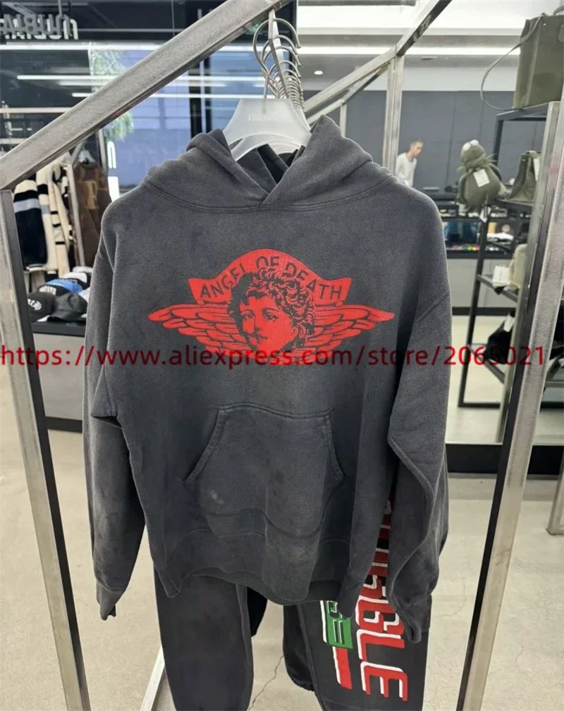 Washed Angel Saint Hoodie Men Women Damaged Pullovers Hooded