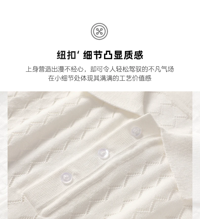 MVLYFLRT Men's T-Shirt Top Mulberry Silk Breathable Knit POLO Shirt Business Casual Lapel Hollow Short Sleeved Summer Shirt Thin