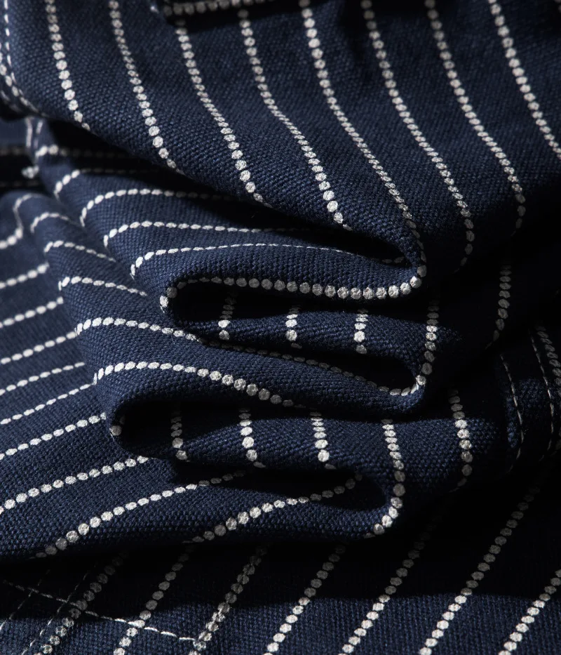 12oz 100% Cotton American Vintage Wabash Stripe Work Vest in Raw Denim Amekaji Style Indigo-Dyed Utility Vest for Men OKONKWO