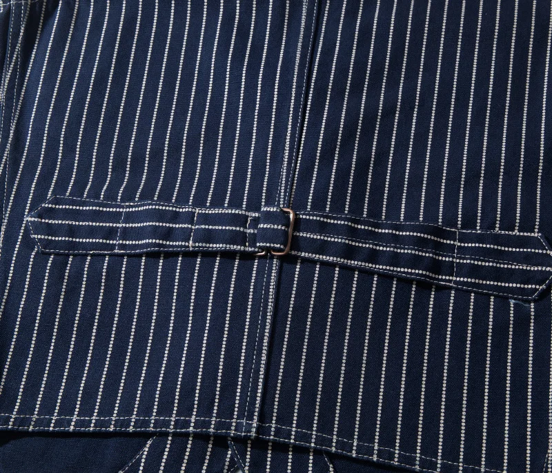 12oz 100% Cotton American Vintage Wabash Stripe Work Vest in Raw Denim Amekaji Style Indigo-Dyed Utility Vest for Men OKONKWO