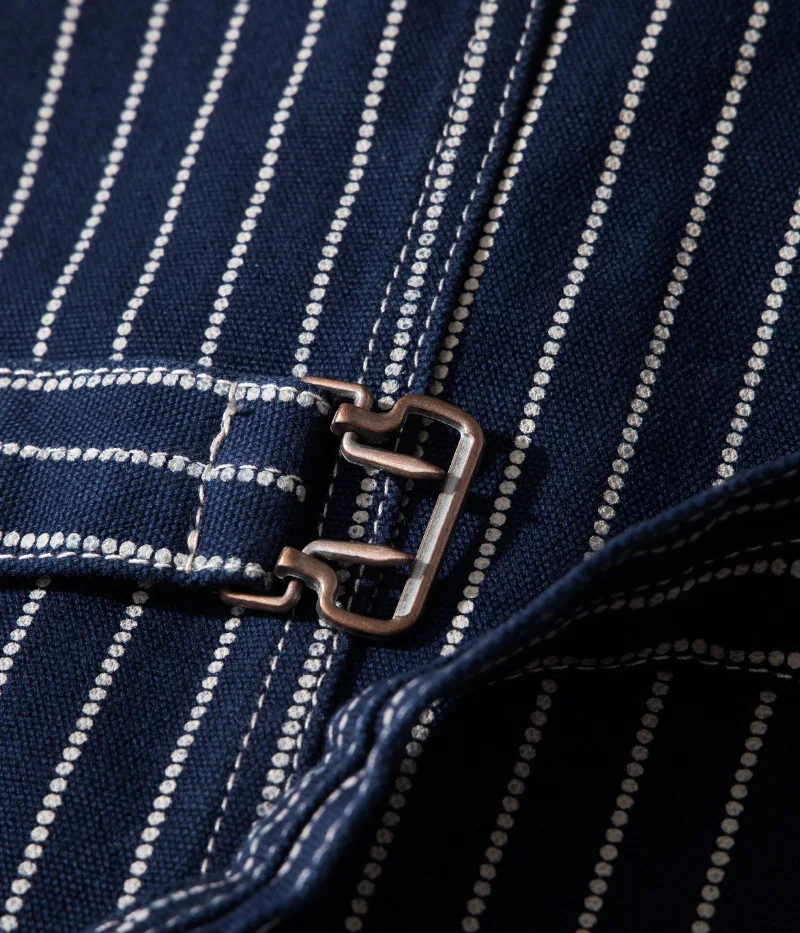 12oz 100% Cotton American Vintage Wabash Stripe Work Vest in Raw Denim Amekaji Style Indigo-Dyed Utility Vest for Men OKONKWO