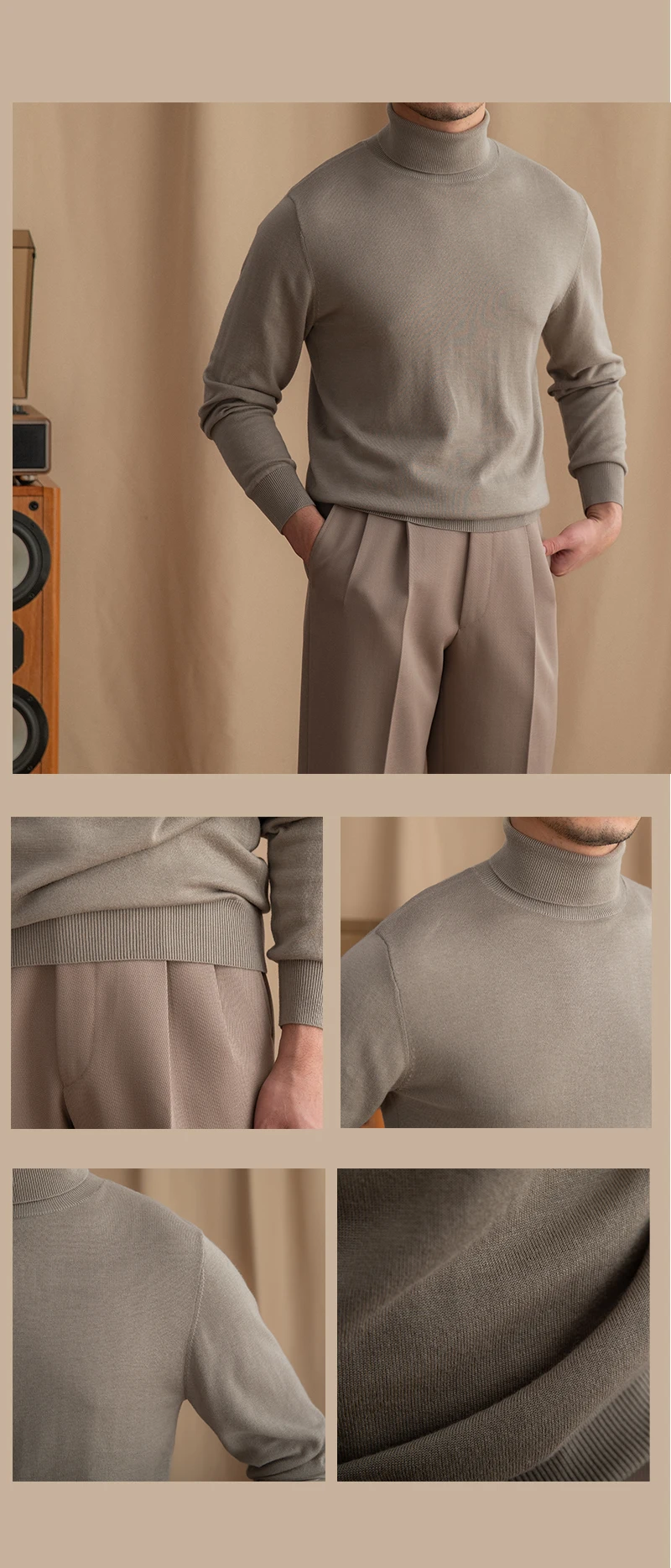 Mr. Deer San British Commuter Daily 30% Wool High Neck Slim Fit Sweater All-match Warm Base Sweater for Men
