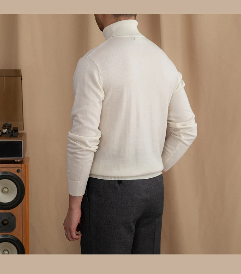 Mr. Deer San British Commuter Daily 30% Wool High Neck Slim Fit Sweater All-match Warm Base Sweater for Men