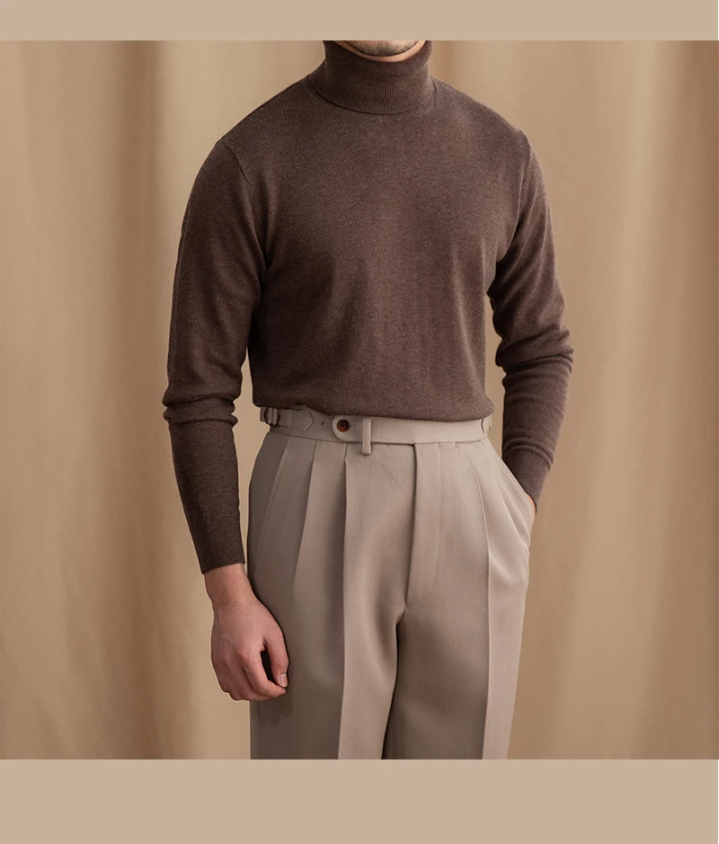 Mr. Deer San British Commuter Daily 30% Wool High Neck Slim Fit Sweater All-match Warm Base Sweater for Men