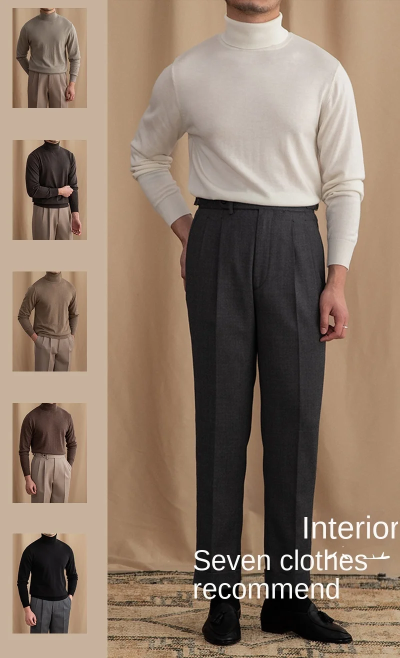 Mr. Deer San British Commuter Daily 30% Wool High Neck Slim Fit Sweater All-match Warm Base Sweater for Men
