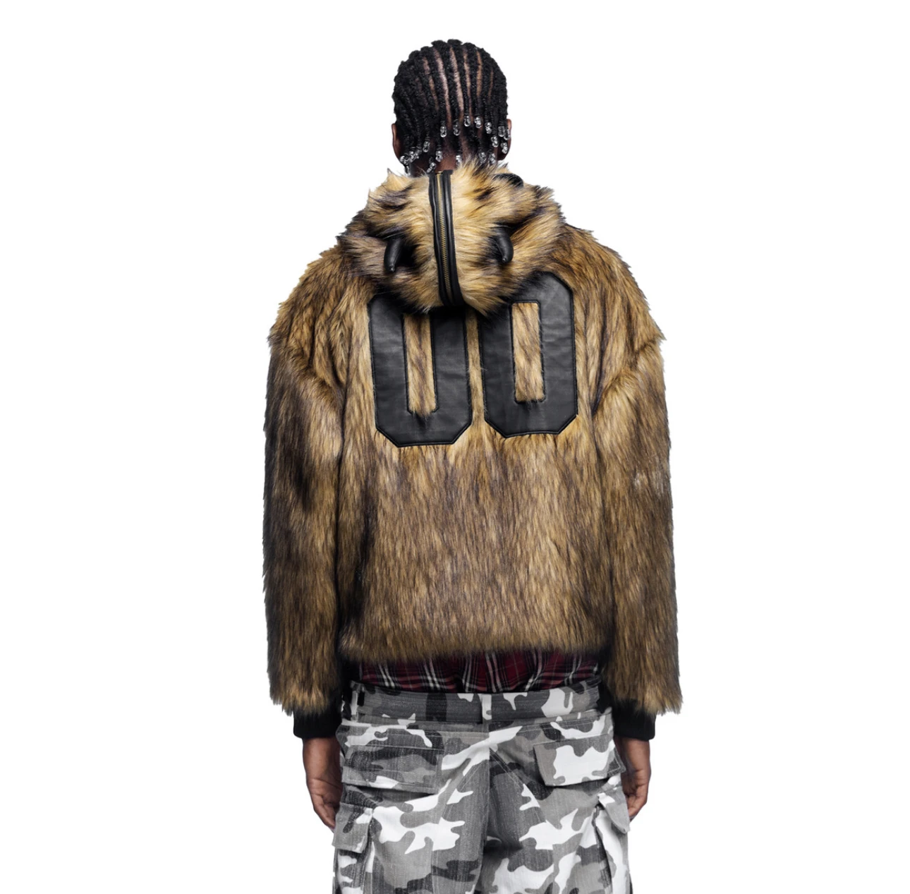 Mauroicardi Autumn Winter Cool Short Thick Warm dark Academia Emo Clothes Devil Faux Fur Coat Men with Hood Fluffy Jacket 2025