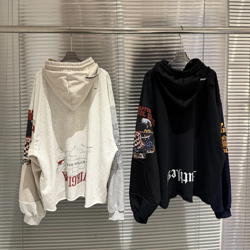 Protocol Reverse Stitching Zipper Sweatshirts High Quality Age Damage Sweatshirts Hoodies Men's Women's Coats