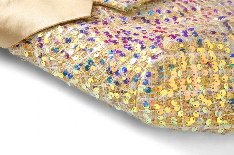 2024 Gold Sequined Mens Suit Two Piece,Wedding Party Dress Jacket and Trousers,Asian Size Mens Stage Performance Sets, 2024 New