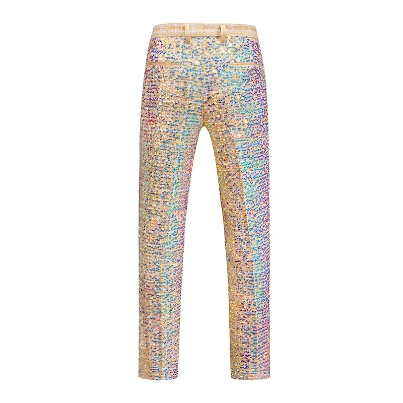 2024 Gold Sequined Mens Suit Two Piece,Wedding Party Dress Jacket and Trousers,Asian Size Mens Stage Performance Sets, 2024 New