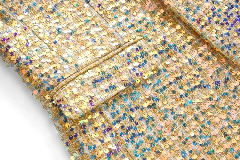 2024 Gold Sequined Mens Suit Two Piece,Wedding Party Dress Jacket and Trousers,Asian Size Mens Stage Performance Sets, 2024 New