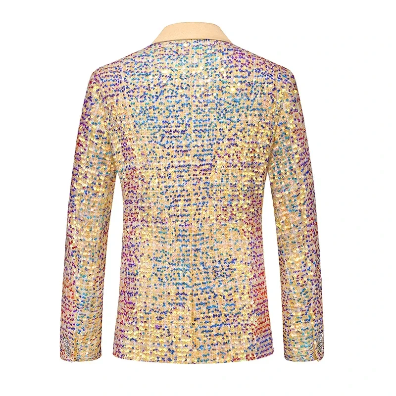 2024 Gold Sequined Mens Suit Two Piece,Wedding Party Dress Jacket and Trousers,Asian Size Mens Stage Performance Sets, 2024 New
