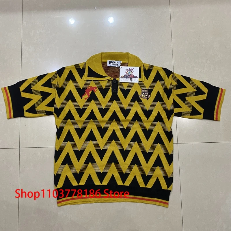 Streetwear Brand House of Errors Sweater Loose Casual Eye Jacquard Lapel Long Sleeve Men Women Knitwear Pullover