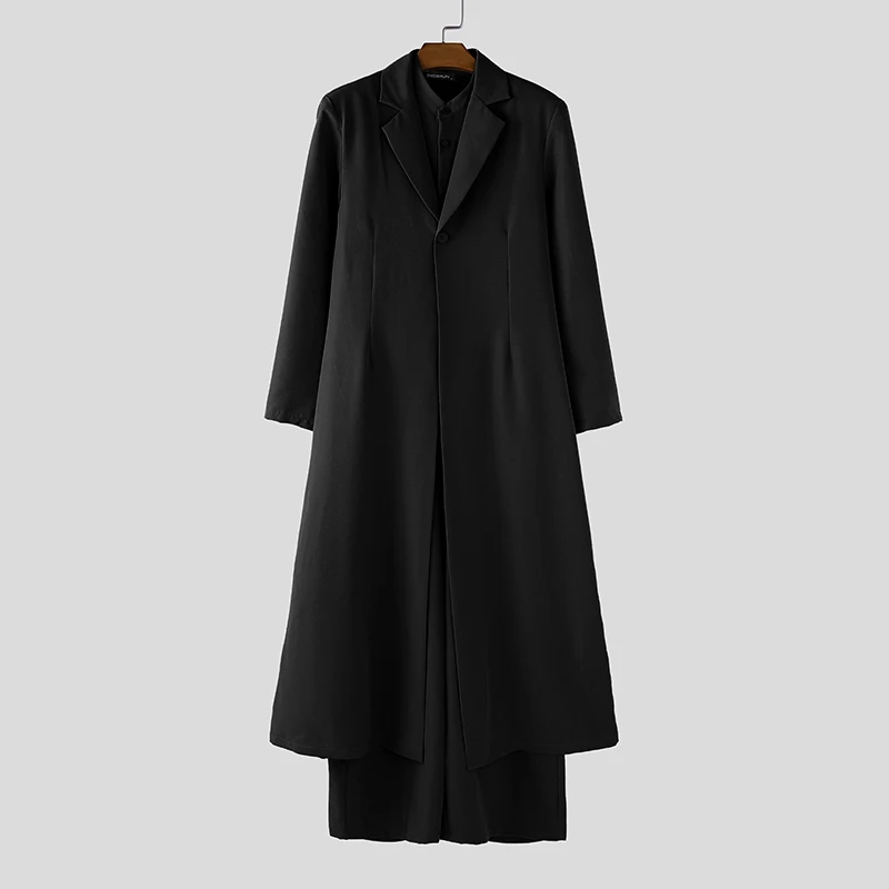INCERUN Men Sets Solid Lapel Long Sleeve Blazer & Jumpsuits Pants Two Pieces Sets Streetwear Loose Fashion Casual Men's Suits