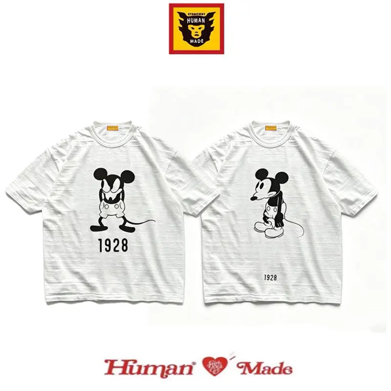 Human Made 26SS Cartoon Mickey Print T-Shirt, Kyoto Limited Crewneck Tee for Unisex