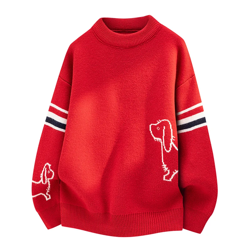 Best Seller Loose Man Long-Sleeved Knitwear Round Neck Striped Pattern Daily Commuting Winter New Trend Pullover Leisure Sweater