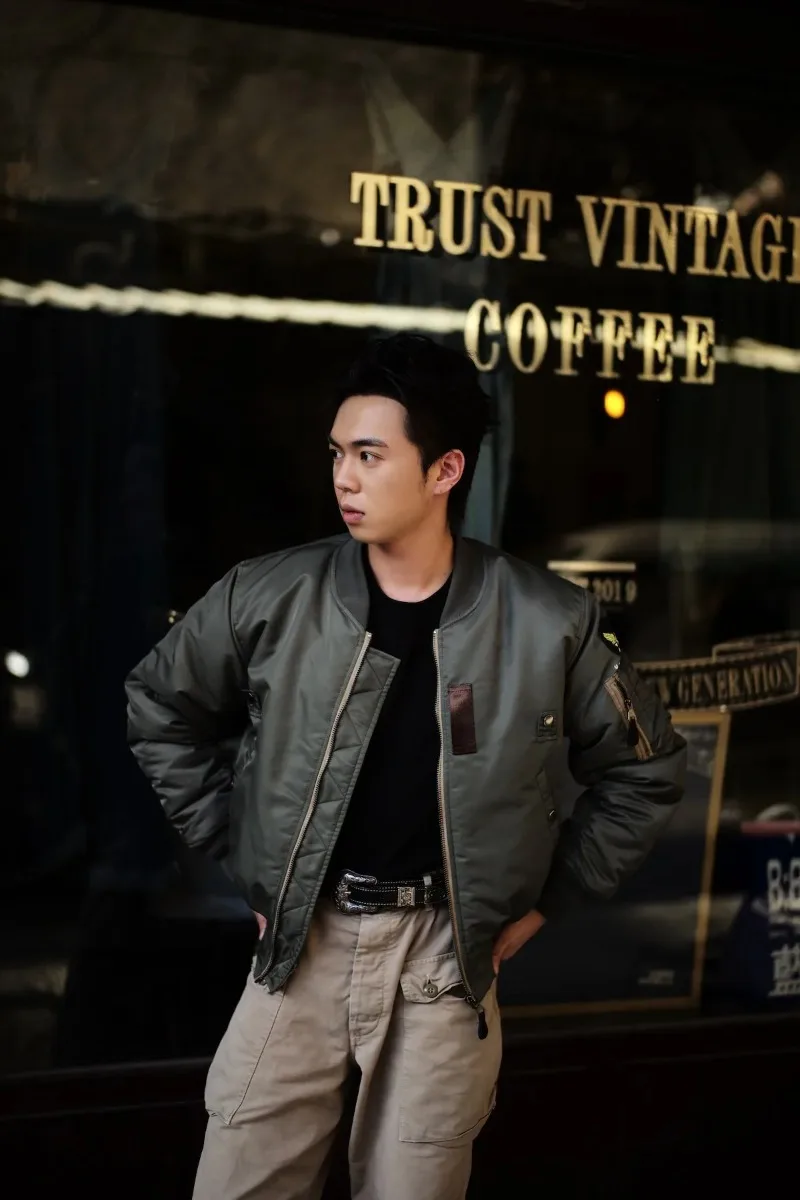 Replica 1955 USAF MA-1 SAME STYLE Bomber Flight Jacket Fall Winter Men's Military Coat Waterproof and Warm Autumn/winter style