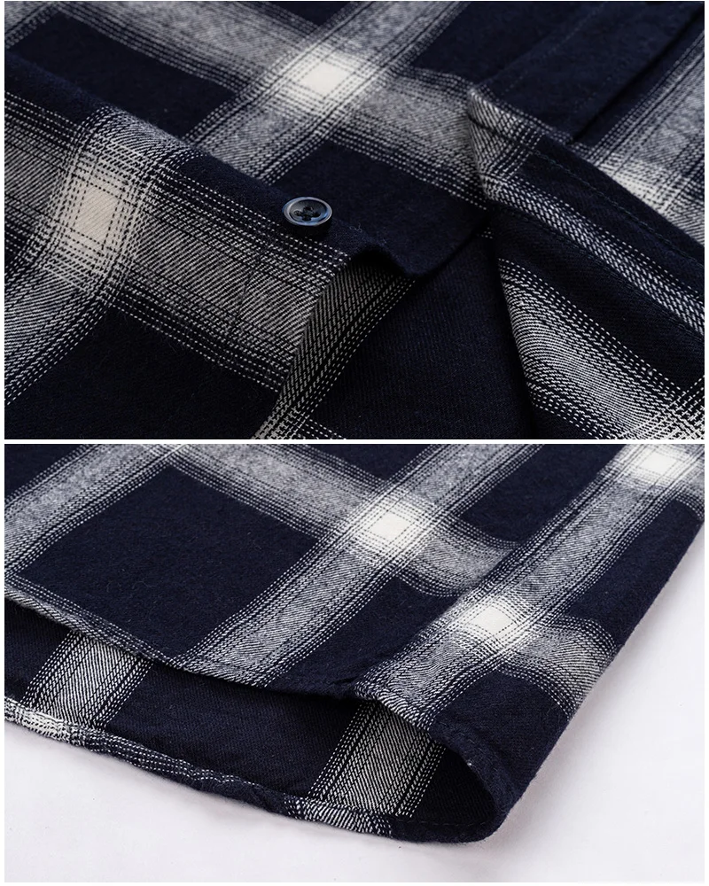 Man Clothing 100% Cotton Flannel Long Sleeve Plaid Winter Casual Shirt Anti-Wrinkle Soft Brushed Fabric Multi-Color Plus Size