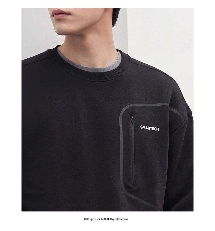 Semir Men Sweatshirt Moisture Wicking Quick Dry Crew Neck Outdoor Sport Utility Casual Autumn Pullover Daily Wear 2026