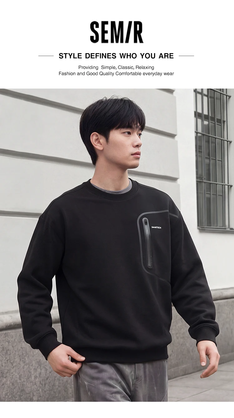 Semir Men Sweatshirt Moisture Wicking Quick Dry Crew Neck Outdoor Sport Utility Casual Autumn Pullover Daily Wear 2026